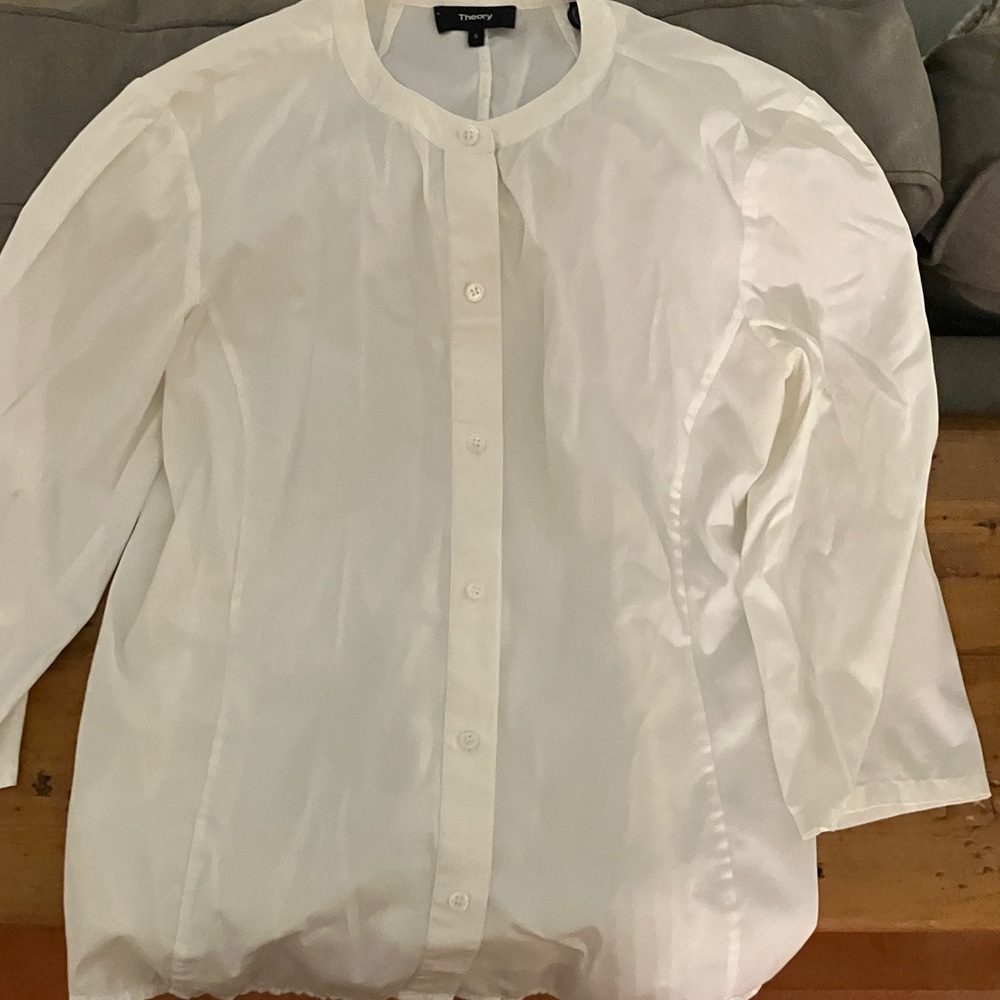 Theory Classic White Blouse size small.